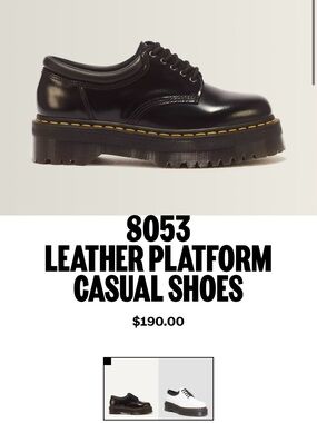 Leather Platform Casual Shoes - Black